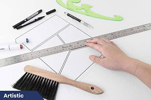 Pacific Arc 24 Inch Stainless Steel Ruler with Inch/Metric Conversion Table - style: 24 In