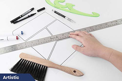 Pacific Arc 24 Inch Stainless Steel Ruler with Inch/Metric Conversion Table - style: 24 In