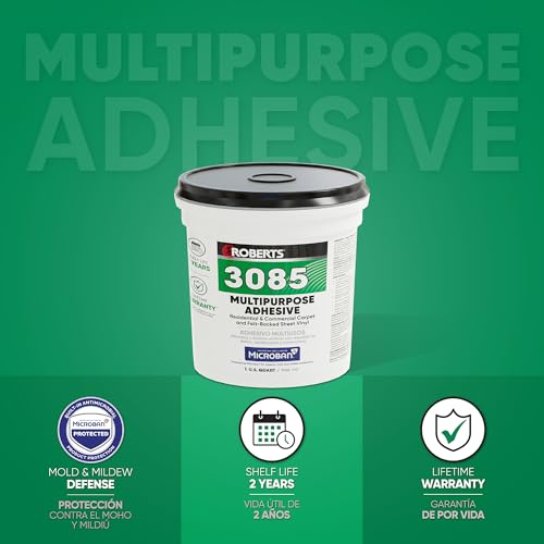 Roberts 3085-0 Multipurpose Carpet and Felt Back Vinyl Adhesive, 1 Quart, Beige