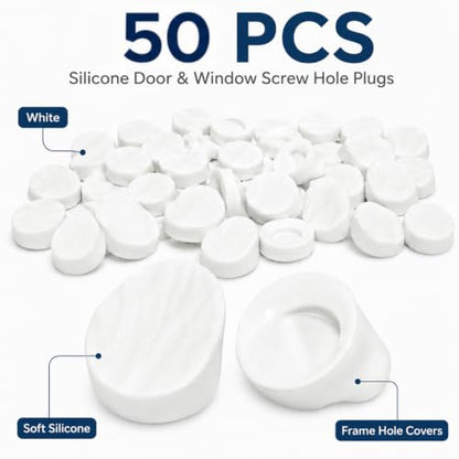 50 Pcs Door Screw Hole Plugs Screw Hole Covers 5/16 x 1/4 White