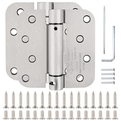 KIW Automatic Self-Closing Brushed Nickel Door Hinges Satin 4" 5/8" 2 Pack - color: Satin Nickel, size: 2 Pack