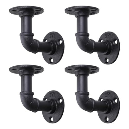 MUZIK 4Pcs 4"×4" L Pipe Shelf Bracket, Heavy Duty Wall Mount, DIY Shelving - size: 4*4 Inch, style: 4 Pack