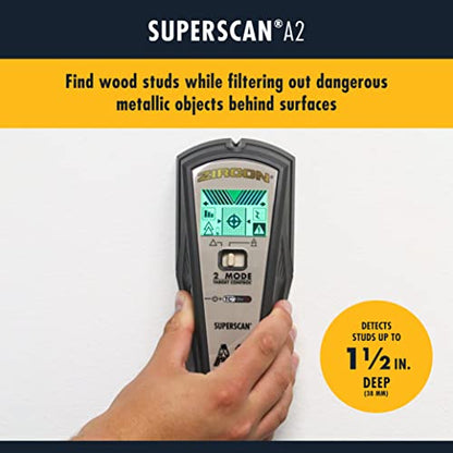 Zircon SuperScan A2 Advanced Stud Finder with 2 Mode Target Control, StudScan and DeepScan Mode - style: A2