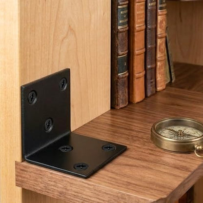 Alise 4Pcs Black Stainless Steel L Brackets Heavy Duty for Wood Furniture - color: Matte Black, size: 45x45MM