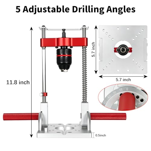 Portable Drill Guide, Multi-Angle Drill Press Attachment with 1/2" Chuck