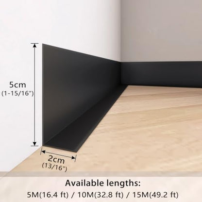 RONSEN Vinyl Peel and Stick Baseboard Molding Trim 16.4 ft - color: Black, size: 16.4 ft