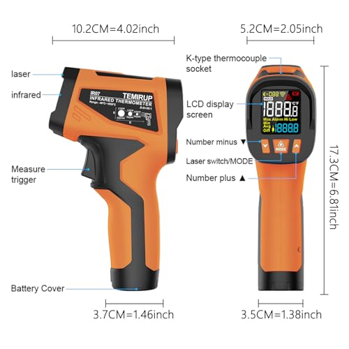 Infrared Thermometer High Temperature Gun, 1922℉ Pyrometer with Color LCD