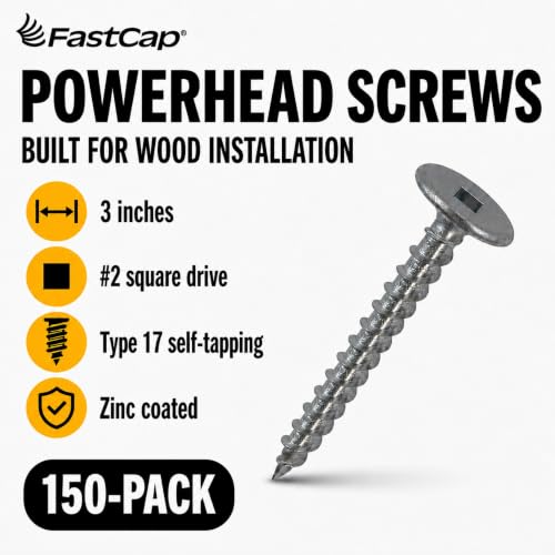 FastCap PowerHead Wood Screws, 3", #2 Square Drive, 150-Pack