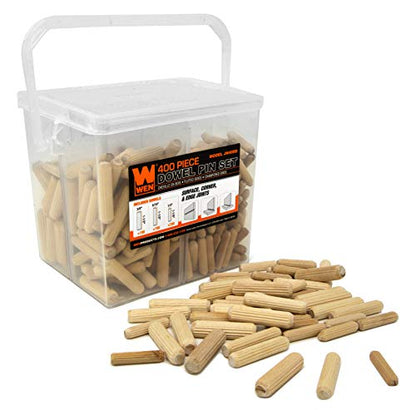 Titebond III Ultimate Wood Glue 1414 16oz and Wen 400-Piece Fluted Dowel Pin Variety Bucket with 1/4, 5/16, and 3/8-inch Dowels