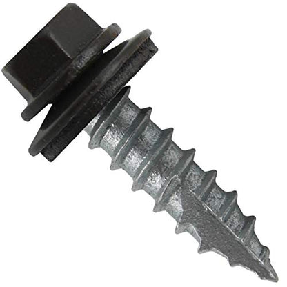 14 x 1 Dark Bronze Metal Roofing Screws - Hex Washer Head- Self-Starting/Tapping - EPDM Washer. 8 X 250 Bags - 2,000 Screws - color: DARK BRONZE, size: 1"
