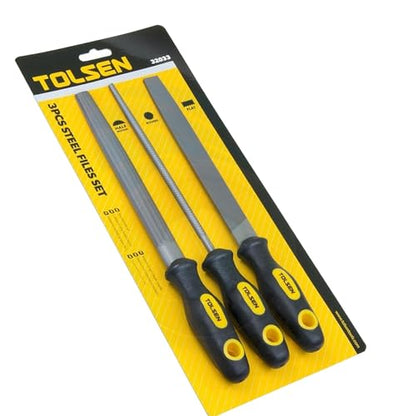TOLSEN 3pcs Carbon Steel Rasp File Set Grinder Half Round Flat Wood Woodwork