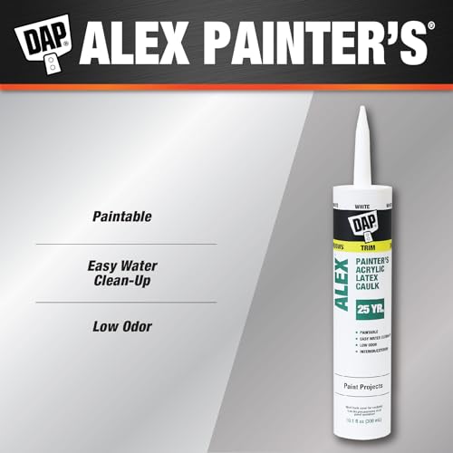 DAP Alex Painter's Acrylic Latex Caulk, White, 10.1 Oz (7079818670) (Pack of 3) - color: White, size: 10.1 oz. (Pack of 3)