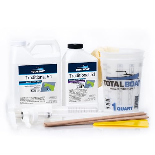TotalBoat 5:1 Marine Epoxy Resin for Fiberglass & Wood - 1 Quart Kit, Slow - size: Quart, style: Slow