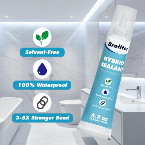 Breliter Silicone Caulk, White Caulk, Hybrid Sealant, 5.3 oz
