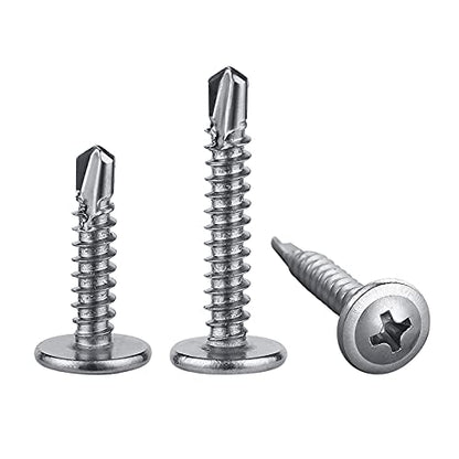 Wensilon（200pcs）#8×1”for Sheet Metal Self-Tapping Screws 410 Stainless Steel Truss Head High-Strength Quick Tapping Screws - color: Silver, size: #8X1"