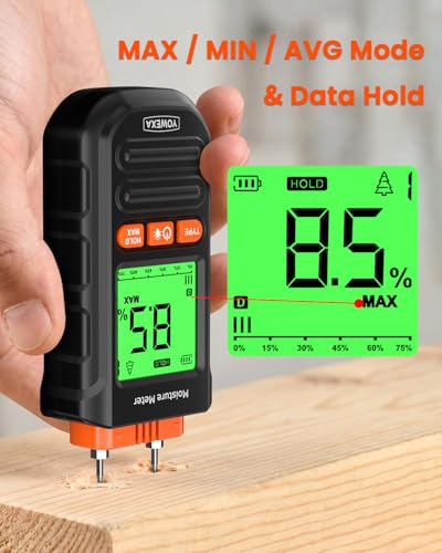 Pin-Type Wood Moisture Meter for Firewood & Lumber