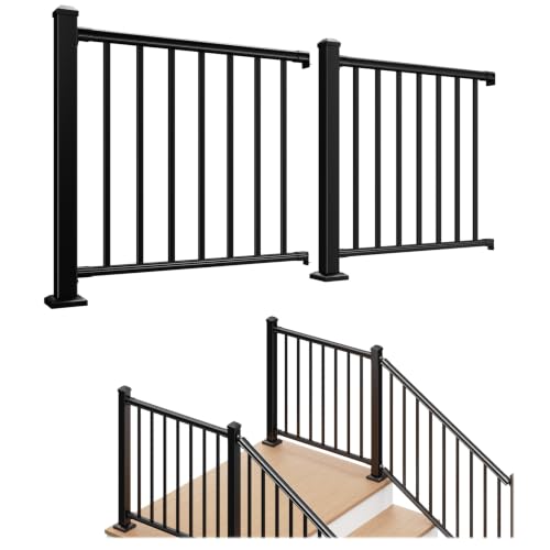 Egadis 2 Pack 36 in x 3 ft Modular Aluminum Porch and Deck Railing Kit - color: Level 3ft - 2Panel 2Post