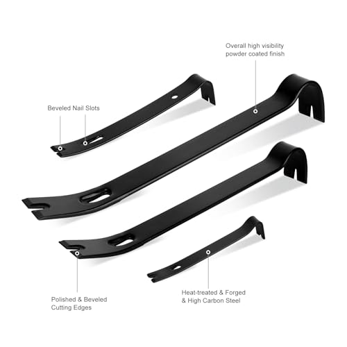 4-Piece Flat Pry Bar Crowbar Set High Carbon Steel Forged