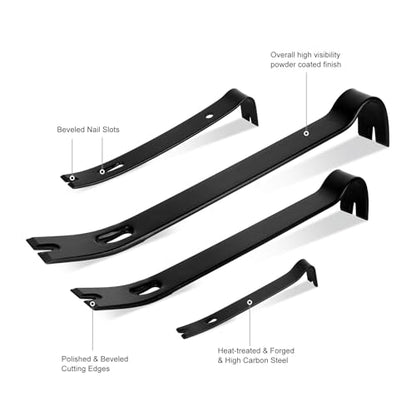 4-Piece Flat Pry Bar Crowbar Set High Carbon Steel Forged