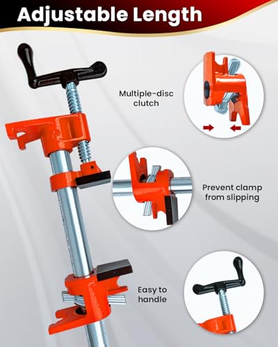 3/4" Pipe Clamps 6 Pack, Wood Gluing Bar Clamp with Pads - style: Orange, 3/4 IN with Pads