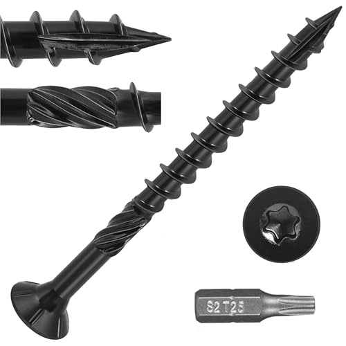 100pcs Deck Screws #10 x 3 Inch Wood Screw Star/Trox Drive Structural Screw for Timber, Log, Landscaping Wood Etc. - color: Black, size: #10 x 3"