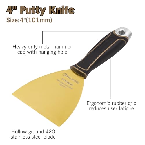 ROLLINGDOG 4 inch Putty Knife Drywall Joint Knife Flexible Blade - color: 4 Inch