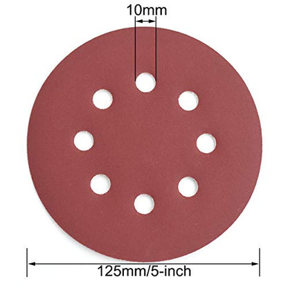 5-Inch 8-Hole Hook & Loop Sanding Discs 600-2000 Mixed Grit, 60-Pack