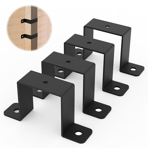 4Pcs Square Pipe Clamp, Black Strap Post Ties Brackets, U Shaped Connector Bracket, Wood Deck Fence Post Tie for Water Pipes, Balcony Railing, Stairs Railing - size: 2"x2"
