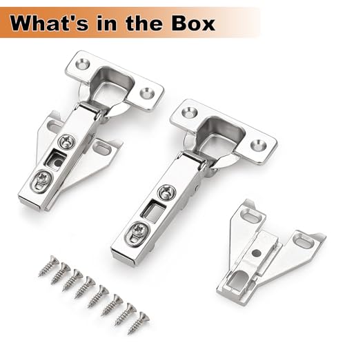 Probrico Soft Opening Kitchen Cabinet Hinges 2 Pairs (4 Pieces), Brushed Satin Nickel Face Frame Mounting Concealed Hinges for Kitchen Cupboard Hardware, with Mounting Screws