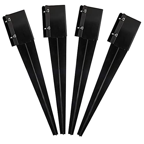 4Pcs Fence Post Anchor Metal Ground Spike 4"X4" Black Fences Stakes Posts