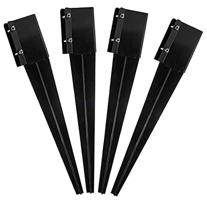 4Pcs Fence Post Anchor Metal Ground Spike 4"X4" Black Fences Stakes Posts