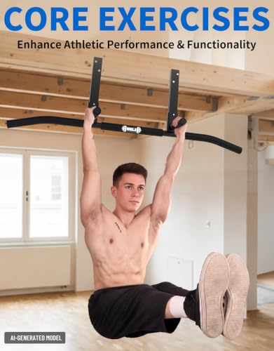 Joist Mounted Pull Up Bar, Ceiling Mount Chin Up Bar for Home Gym, Beam, Rafter, Easy installation, 42" Wide Bar