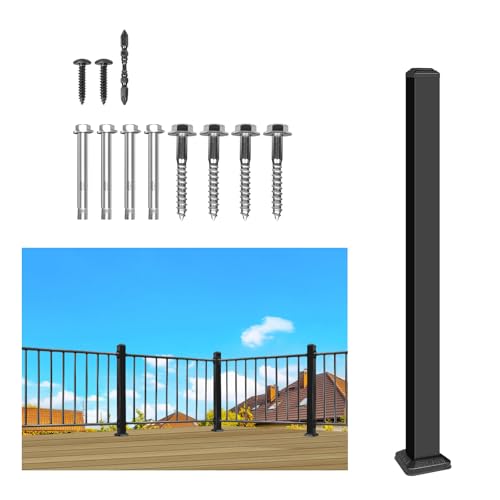 Aluminum Deck Railing Post,3.14in x 3.14in x 42in,Black,1Post - size: 42in.H