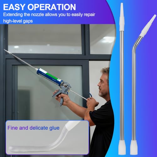 2 Pcs long Glass Glue nozzles, one Straight and one Curved