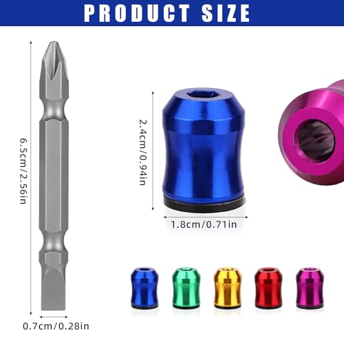 5pcs Strong Magnetic Screw Ring with 1 Double-Ended Screwdriver Bit Holder - style: Set 2