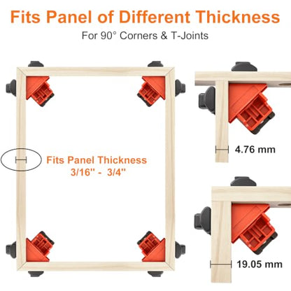 4 Pack Corner Clamps for Woodworking, 90 Degree Right Angle Clamps