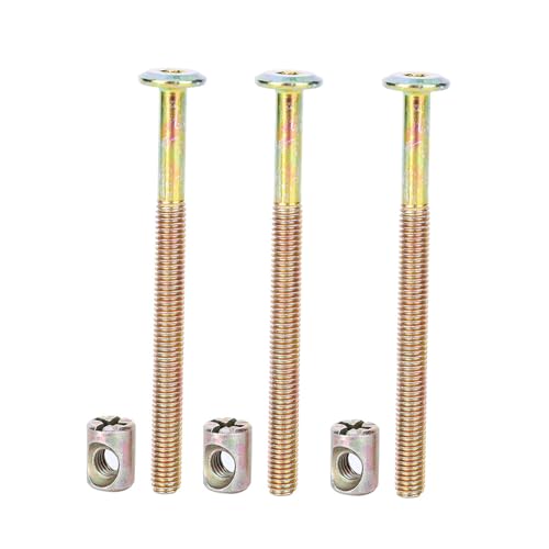 Furniture Bolts and Barrel Nuts, 10 Pcs Bed Frame Bolts Crib Replacement Hardware Kit M6 Bed Bunk Furniture Hex Dowel Bolts with Barrel Nuts Carbon Steel Cross Dowel Nut (100mm) - size: 100mm