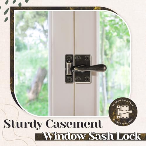 Hicarer 2 Pack Antique Brass Casement Window Lock Latches, 1-7/8 Inch - color: Antique Brass