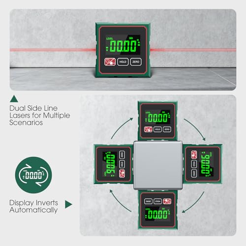 Digital Angle Finder Magnetic Digital Level with Laser Angle Gauge for Table Saw&Woodworking, LCD Display Level Box Measuring Tool, Electronic Laser Backlight Inclinometer for Construction, Machinery