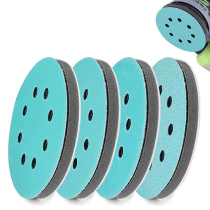 WORKPRO 5 Inch Orbital Sander Pads 4 Foam 8 Discs 80-320 Grit - style: 4 Pads + 8 Sandpapers