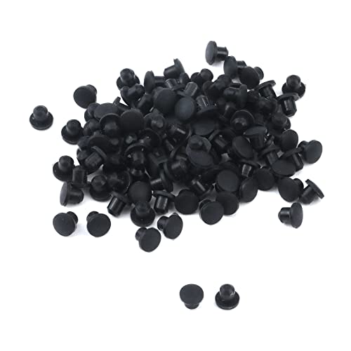 100PCS 3mm Plastic Hole Plugs Round Button Plugs Panel Hole Plug - color: Black, size: 0.12 inch