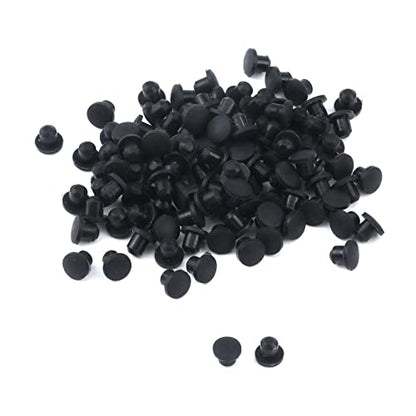 100PCS 3mm Plastic Hole Plugs Round Button Plugs Panel Hole Plug - color: Black, size: 0.12 inch