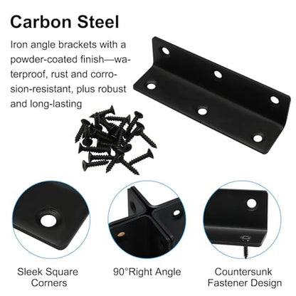 4" x 1" Corner Brace Angle Bracket, 4 Pcs, Black - size: black,4"x 1"
