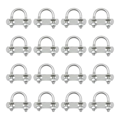 EATAKWARD 16Pcs Round U Bolts Zinc Plated Steel, M6 Round Bend U Clamp with Nut Plate Washer, Replacement for Pipes Wood and Other Materials (0.63, 16mm, Inches)