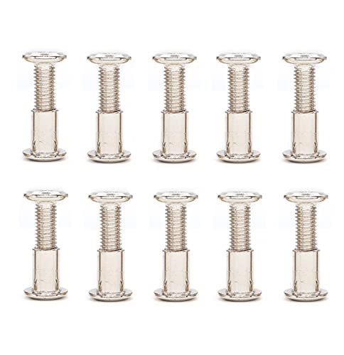 10-Set M8x16mm Rivet Countersunk Hex Socket Cap Bolts and Hex Head Barrel Nuts for Furnitures Cribs Chairs, Nickel Plated - size: M8 x 1.25