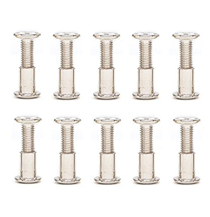 10-Set M8x16mm Rivet Countersunk Hex Socket Cap Bolts and Hex Head Barrel Nuts for Furnitures Cribs Chairs, Nickel Plated - size: M8 x 1.25