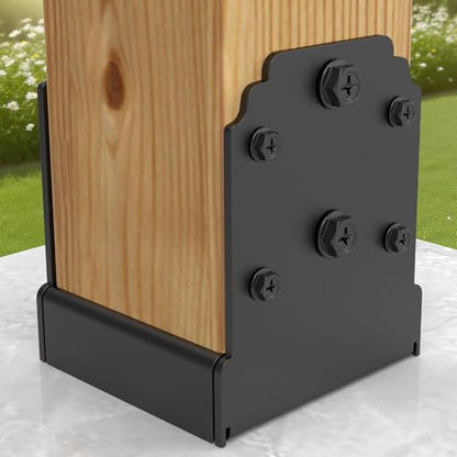 Heavy-Duty 6x6 Post Base Bracket for Concrete, 1" Elevated Base - size: 6x6 post base (2 PCS)