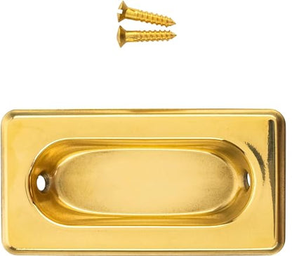 UNIQANTIQ HARDWARE SUPPLY Brass Recessed Sash Window Lift with Beveled Edge - 3-1/8" x 1-5/8" - Pack of 1 - Stamped Brass Pull for Vertical Sliding Sash Windows - UA-823-PB (1) - color: Brass