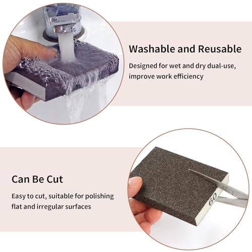 8 Pack Sanding Sponge Block, Wet Dry Sandpaper Sand Paper for Drywall Wood - size: 60 Grit