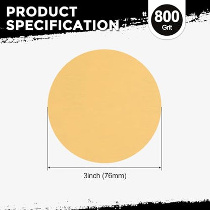 25Pcs Sanding Discs 3In 800Grit Hook and Loop Sandpapers Yellow - color: Yellow, size: 3 Inch(800 Grit)